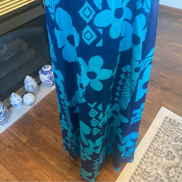 Vintage Sears Hawaiian Fashions • Blue Tropical Floral Maxi Dress • Size 16 - Picture 4 of 8